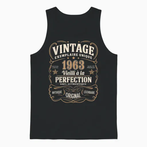 62 Years Man 1963 Birthday T Shirt 62 Years Man 1963 T-Shirt, Black, S Unisex Tank Top - Black