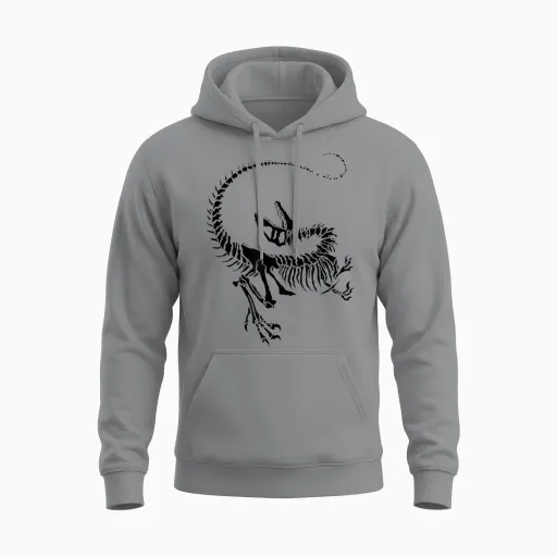 Velociraptor Dinosaure Fossile Squelette Paléontologie Unisex Hoodie in Sport Grey