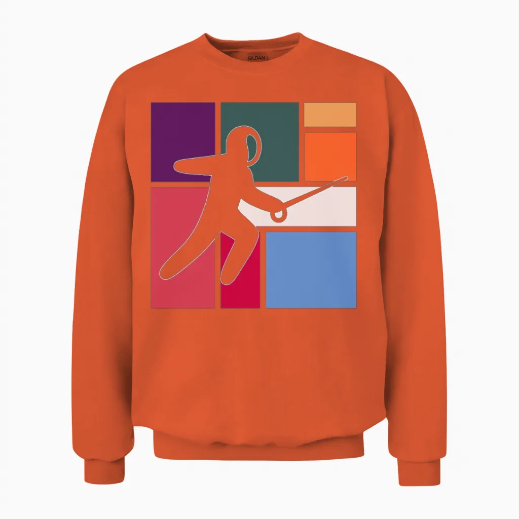 Vintage Fencing Duel Unisex Sweatshirt in Orange