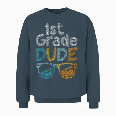 1st Grade Dude Back to School First Grade Student Unisex Sweatshirt - Dark Heather