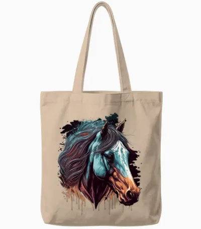 Horse Artwork Tote Bags - Natural