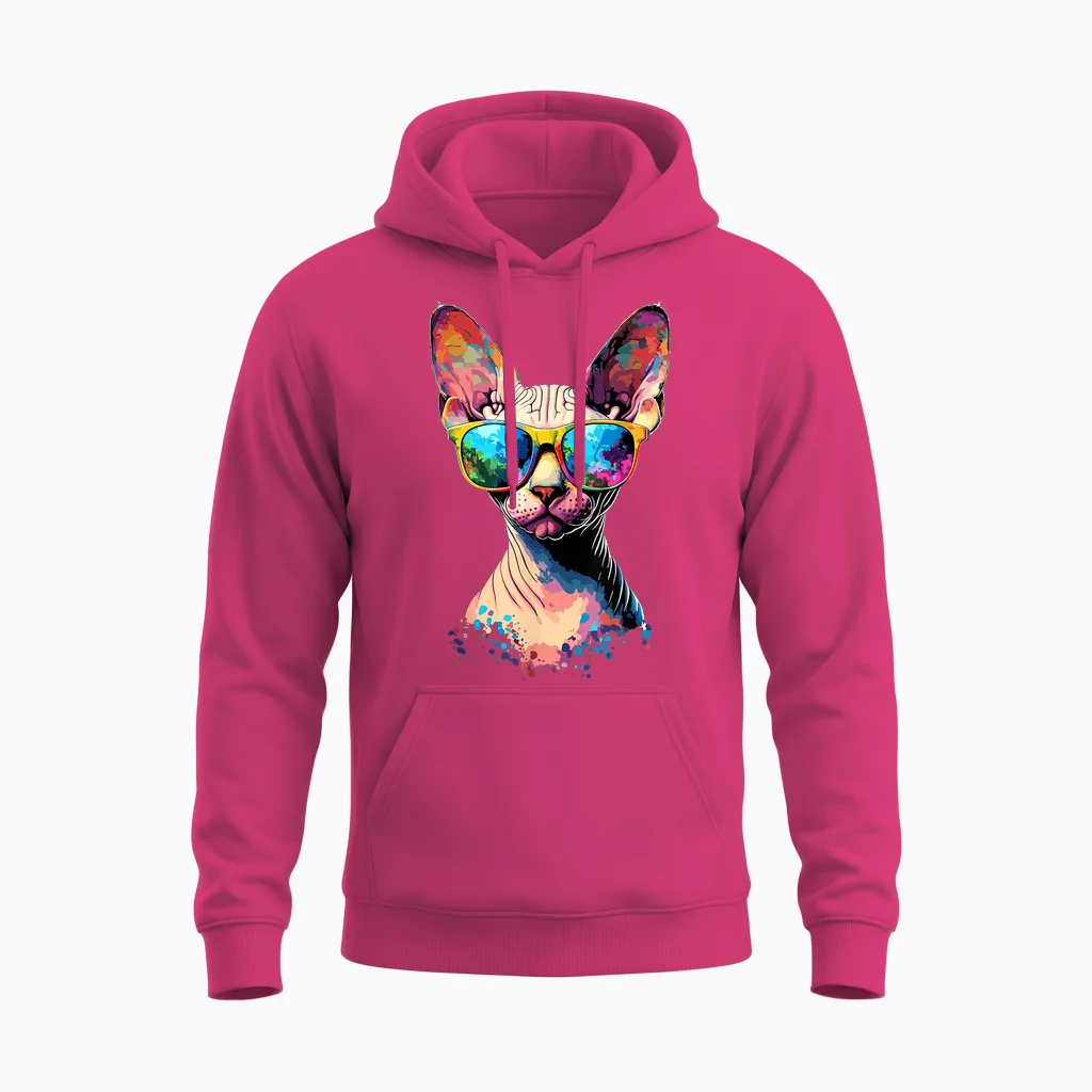 Sphynx Cat Sphynx Cat Canadian Cat Sweet Cats Sphynx T-Shirt, Black, S Unisex Hoodie in Heliconia
