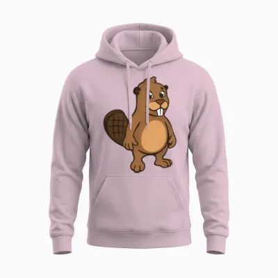 Funny Beaver Unisex Hoodie - Light Pink