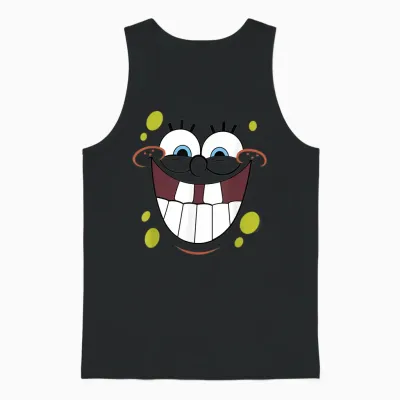 Spongebob Squarepants Kinder Unisex-Erwachsene Und Kinder T-Shirt Cartoon-Novelty, Spongebob Smile Face Gelb Small Kurzarm Klassisch Sommer 1 Count 0 Taschen Dehnbar Cartoon-Muster, Leuchtendes Gelb Unisex Tank Top - Black