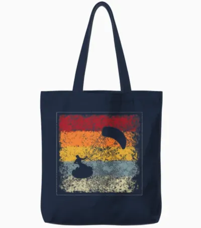 Kite Surfing Retro Tote Bags - Navy