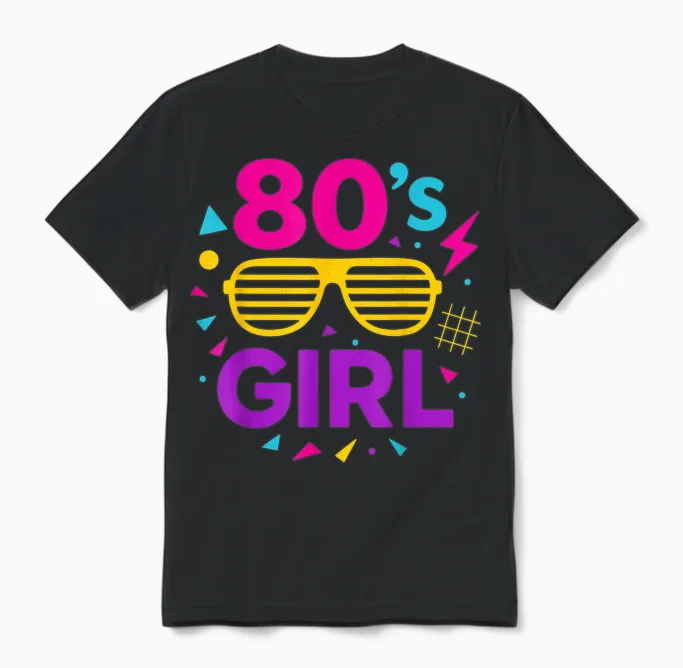 Lunettes De Soleil Rétro Pour Fille Des Années 80 Avec Style Années 80 Unisex T-Shirt in Black