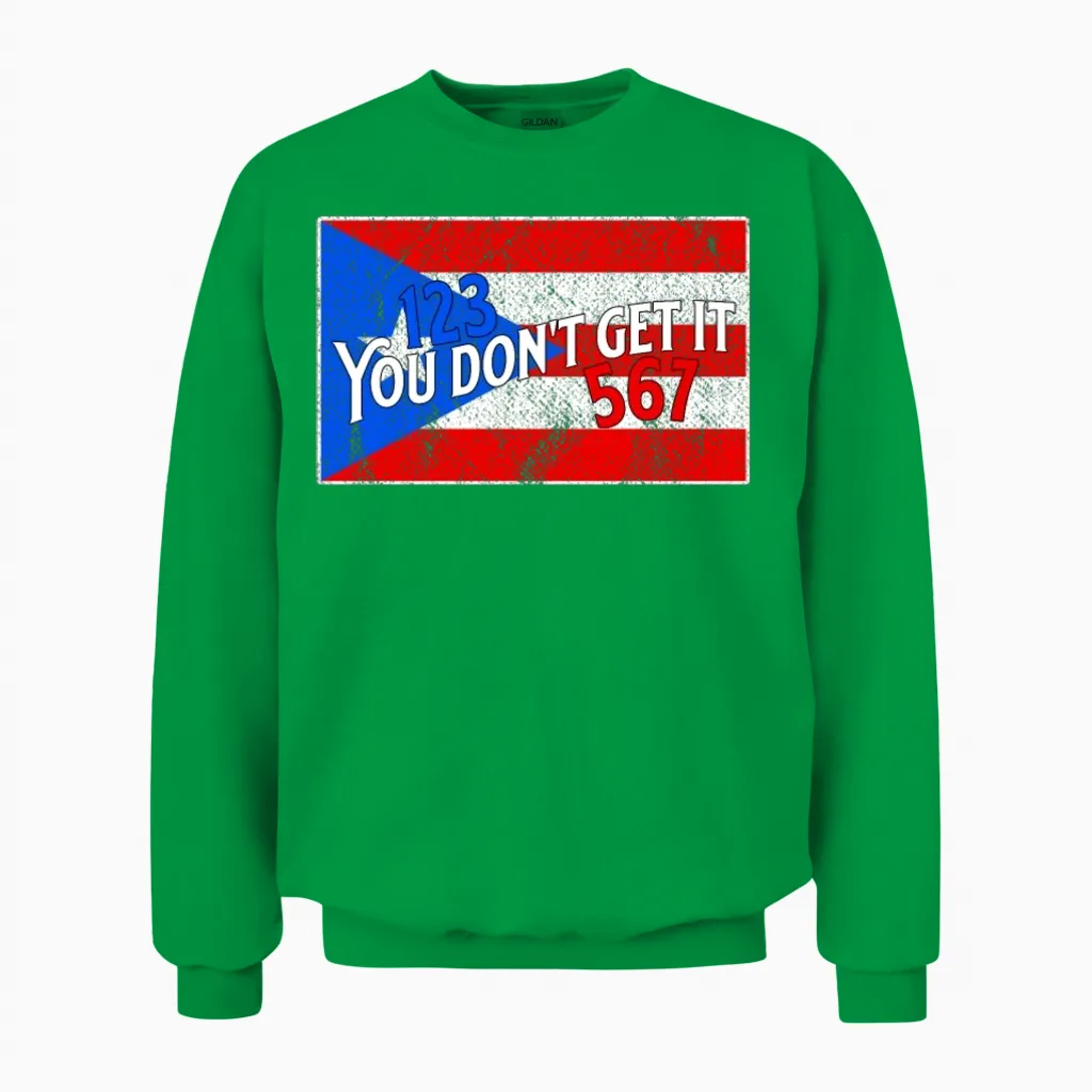 Puerto Rico Flag 123 567 Salsa Unisex Sweatshirt in Irish Green