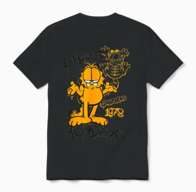 Garfield - I Hate Mondays Streetwear Unisex T-Shirt - Black