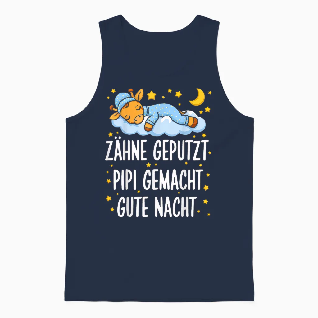 Schlafshirt Pyjama Nachthemd Zähne Geputzt Giraffe Kinder Unisex Tank Top in Navy