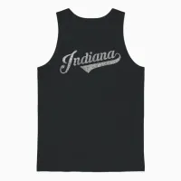 Retrocity Indiana Vintage City T-Shirt - Men's Unisex Adults & Kids - Red - Short Sleeve - Crew Neck - Vintage Style - Embroidery - Lightweight - Classic Fit - Non-Stretchable - Imported Unisex Tank Top in Black - 1
