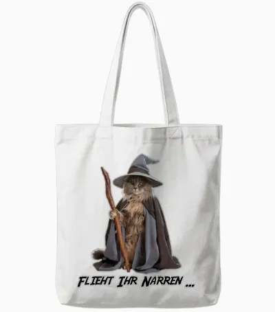 Lustiges Katzen Zauberer Outfit, Catdalf Tote Bags - White