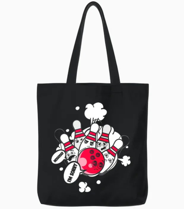 Funny Bowling Ball Bowling Bowling Tote Bags in Black