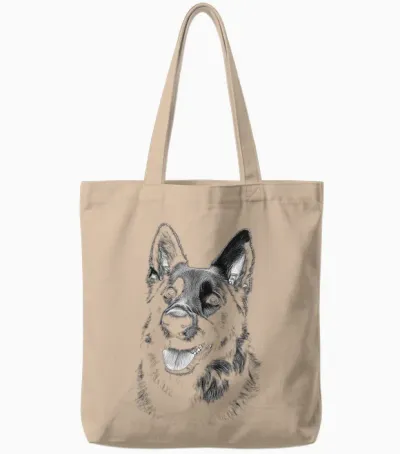 Deutscher Schäferhund Grafik Haustier Kunst Deutscher Schäferhund Tote Bags - Natural