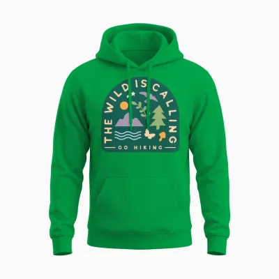 The Wild Is Calling Go Hiking Unisex Hoodie - Irish Green