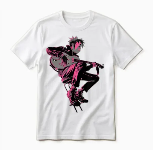 Gorillaz 2d Unwarped T-Shirt, Black Unisex T-Shirt in White