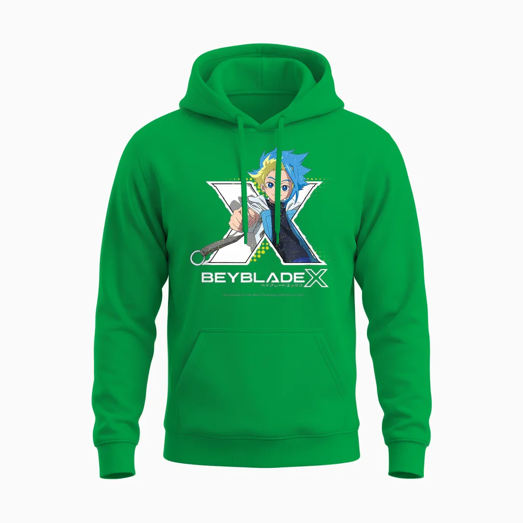 Beyblade X Jaxon Cross Logo Unisex Hoodie in Irish Green