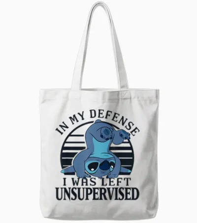 Disney Lilo & Stitch I Was Left Unsupervised Retro Stripes Tote Bags - White