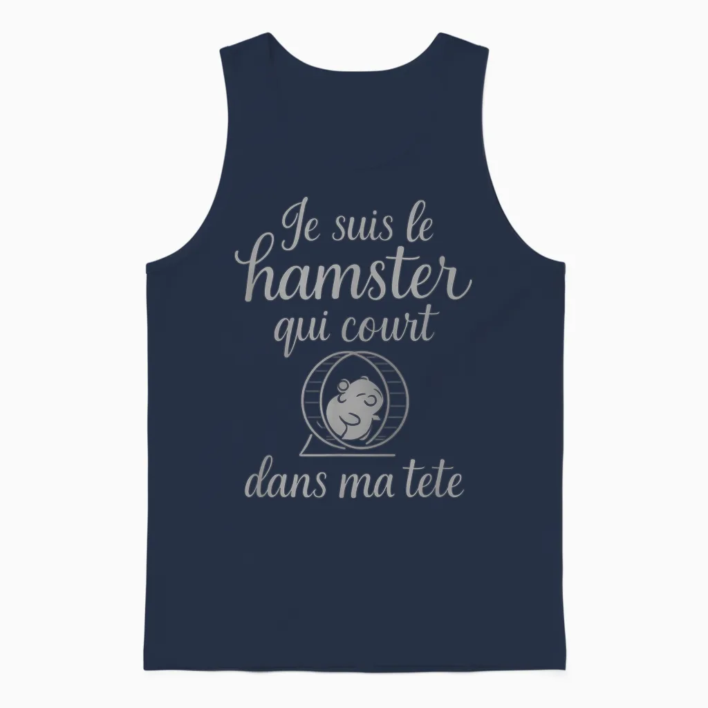 I'm the Hamster Running in My Head Novelty Unisex Tank Top in Navy