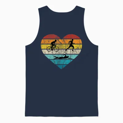 Ich Liebe Triathlon Schwimmen Radfahren Laufen Triathlet Unisex Tank Top - Navy