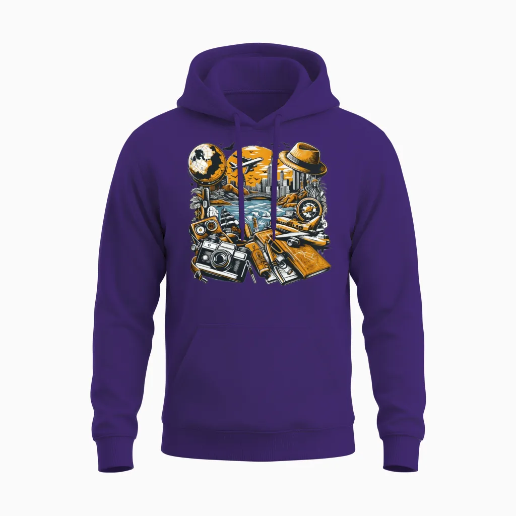 Travel, Travel Lover Unisex Hoodie in Purple