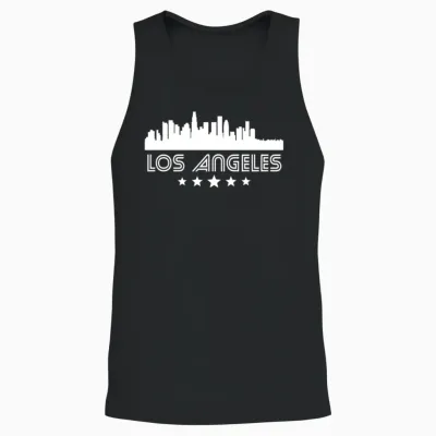 Retro Los Angeles Skyline Unisex Tank Top - Black