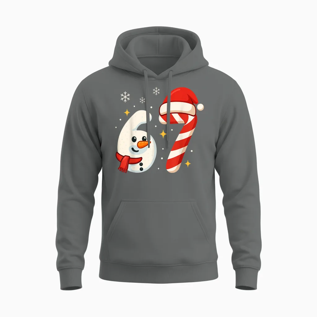 6 7 Meme Christmas Shirt 67 Six Seven Snowman Boy Girls Unisex Hoodie in Graphite Heather
