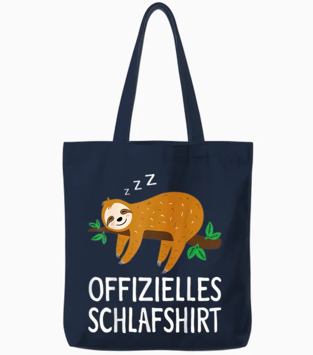 Official Sleepshirt Sloth Nightdress Pyjamas Gift T-Shirt, Black Tote Bags in Navy