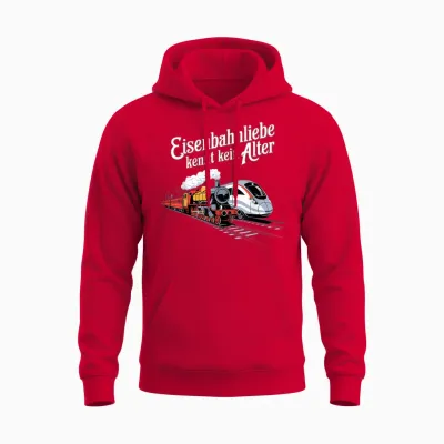 Model Railway Saying "eisenbahn Liebe Damplok Modellbau T-Shirt, Black Unisex Hoodie - Red