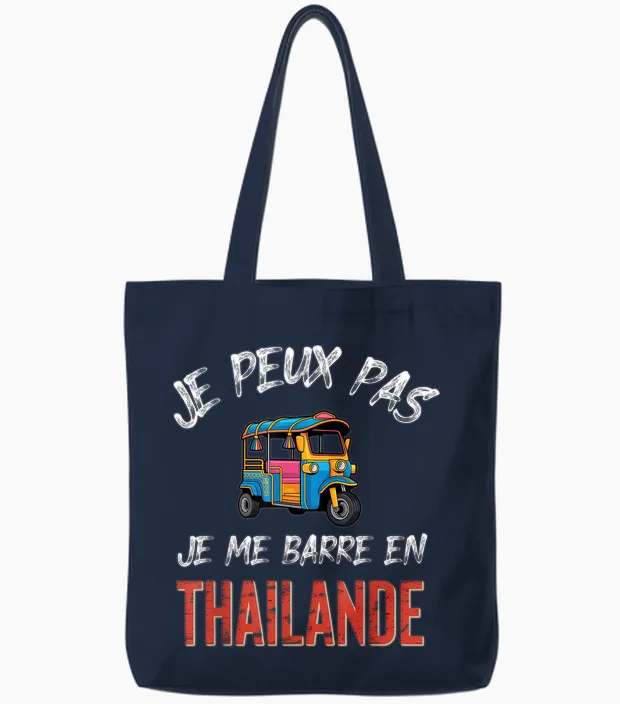 Je Peux Pas J'me Barre En Thailand Tote Bags in Navy