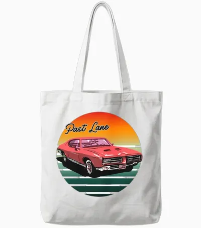Past Lane Retro Muscle Car Tote Bags - White