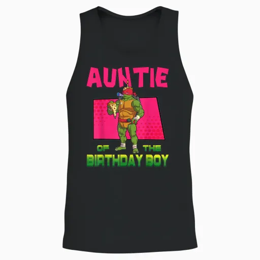 Mademark X Teenage Mutant Ninja Turtles - Raphael Auntie of the Birthday Boy Pizza Theme Party Unisex Tank Top - Black