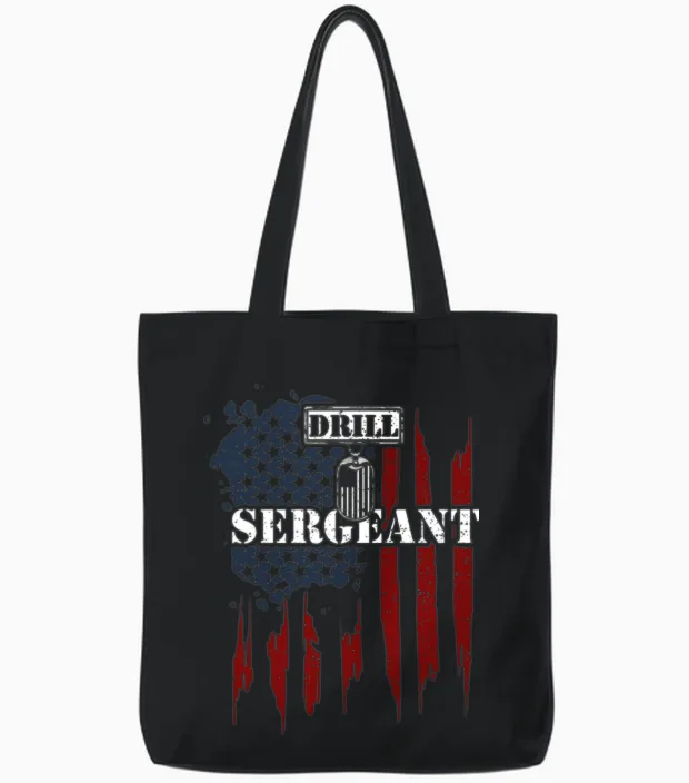 Drill Sergeant - Veteran Tote Bags in Black
