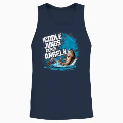 Cool Boys Walking Angeln Fisch Fangen Angler Fishing T-Shirt, Black Unisex Tank Top - Navy