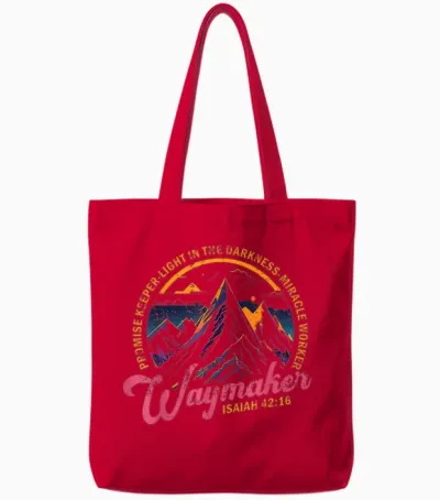 Waymaker Vintage Promise Keeper Miracle Worker Christian Tote Bags - Red