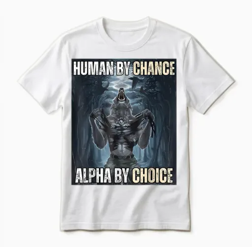 Funny Human by Chance Alpha by Choice Unisex T-Shirt in White