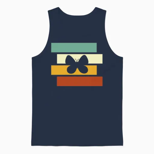 Butterfly Retro Unisex Tank Top in Navy
