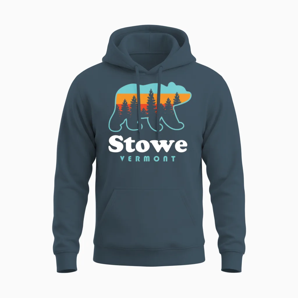 Stowe Vermont Bear Stowe - Wildlife Unisex Hoodie in Dark Heather