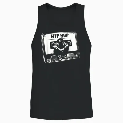 Vintage Cassette Tape Hip Hop Music 80s 90s Retro Graphic Unisex Tank Top - Black