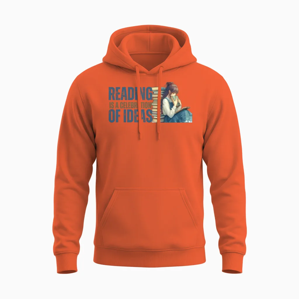 Immerse in Literary Bliss: a Book Lover’s Journey Unisex Hoodie in Orange