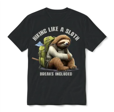 Hiking Like a Sloth | Taking It Slow and Enjoying Unisex T-Shirt - Black