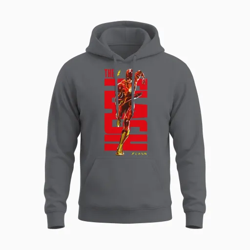 The Flash Running Red Logo Unisex Hoodie in Charcoal