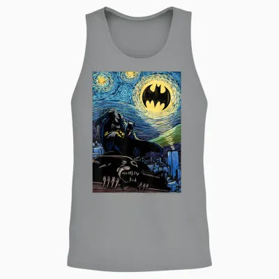 Dc Comics Batman the Dark Knight Starry Night Style Unisex Tank Top - Sport Grey
