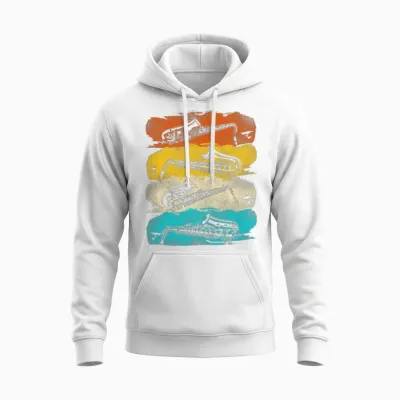 Saxophone Retro Vintage Unisex Hoodie - White