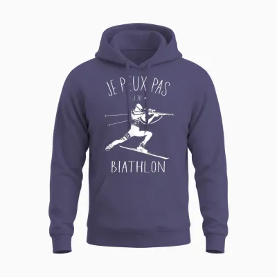 J'peux Pas J'ai Biathlon T-Shirt Gift Humour Sport T-Shirt, Black, S Unisex Hoodie - Heather Sport Dark Navy