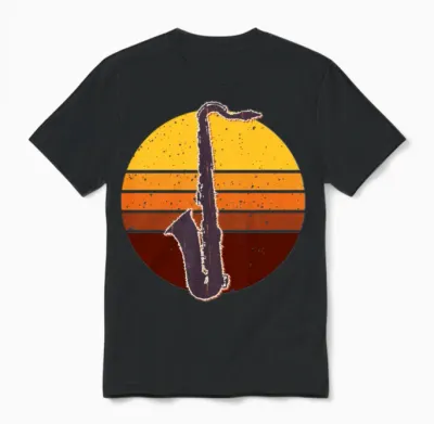 Saxophone Retro Unisex T-Shirt - Black