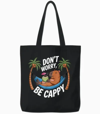 Dont Worry Capybara Nightgown Pyjamas Capybara Tote Bags - Black