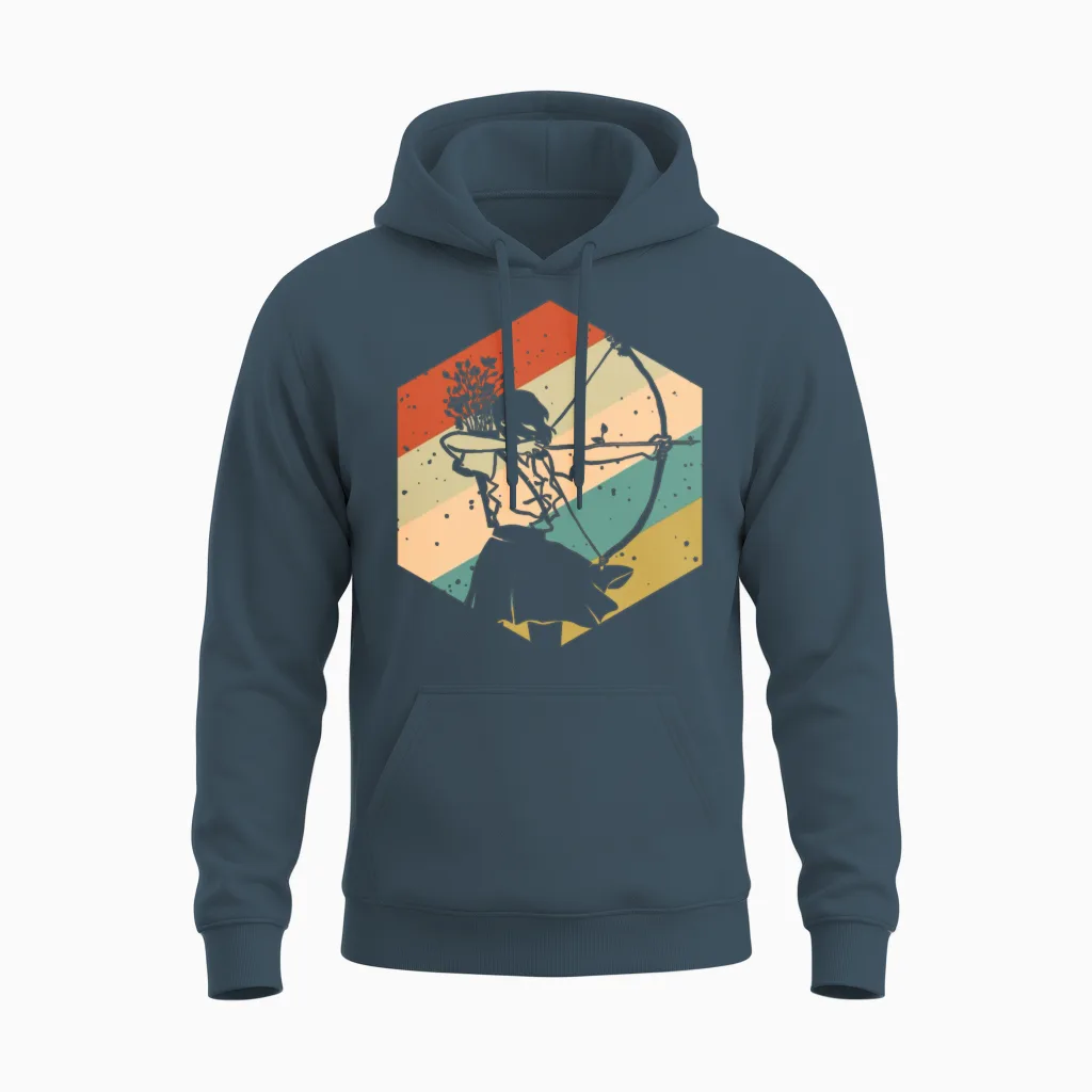 Retro Archer Unisex Hoodie in Dark Heather