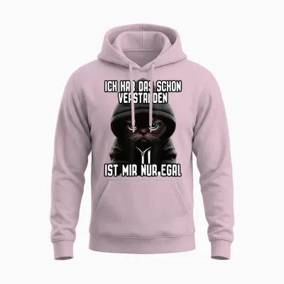 Cute Cat T-Shirt with German Text "ich Hab Das Schon Verstanden Ist Mir Nur Egal [german Language] Unisex Hoodie - Light Pink