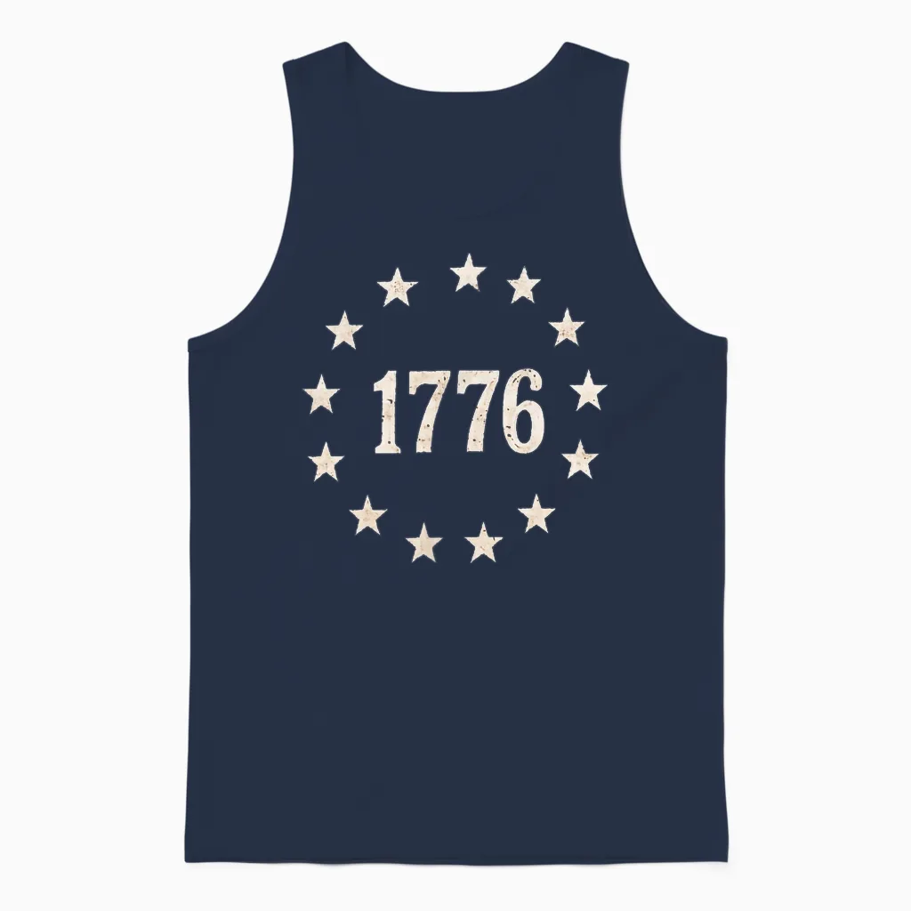 (2 Sides) 1776 We the People 250 Years 1776 2026 4th of July Unisex Tank Top in Navy