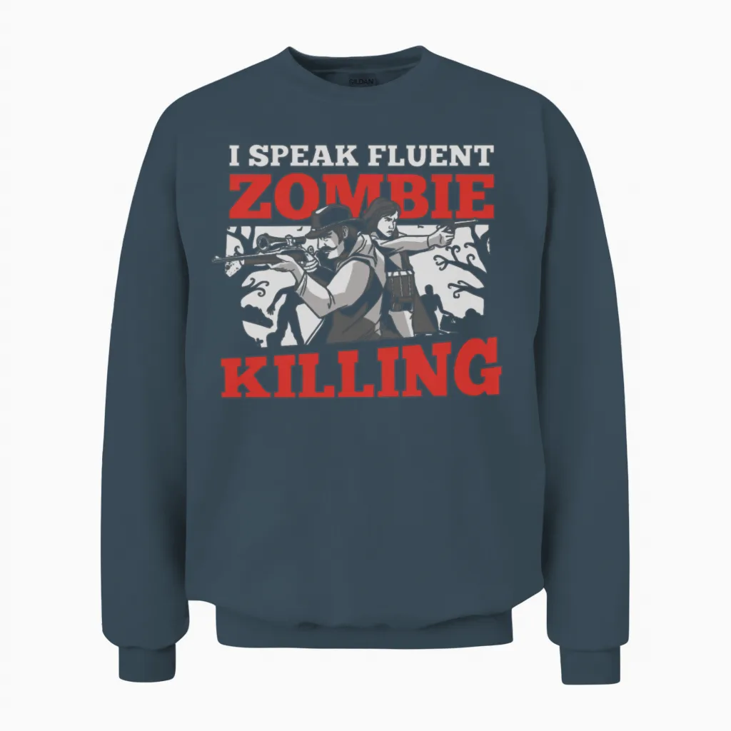 Zombie Funny Unisex Sweatshirt in Dark Heather